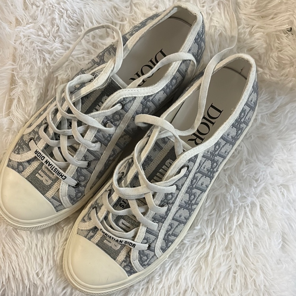 Dior Monogram Canvas Sneakers in Gray and Cream , $500 - Picture 4 of 7